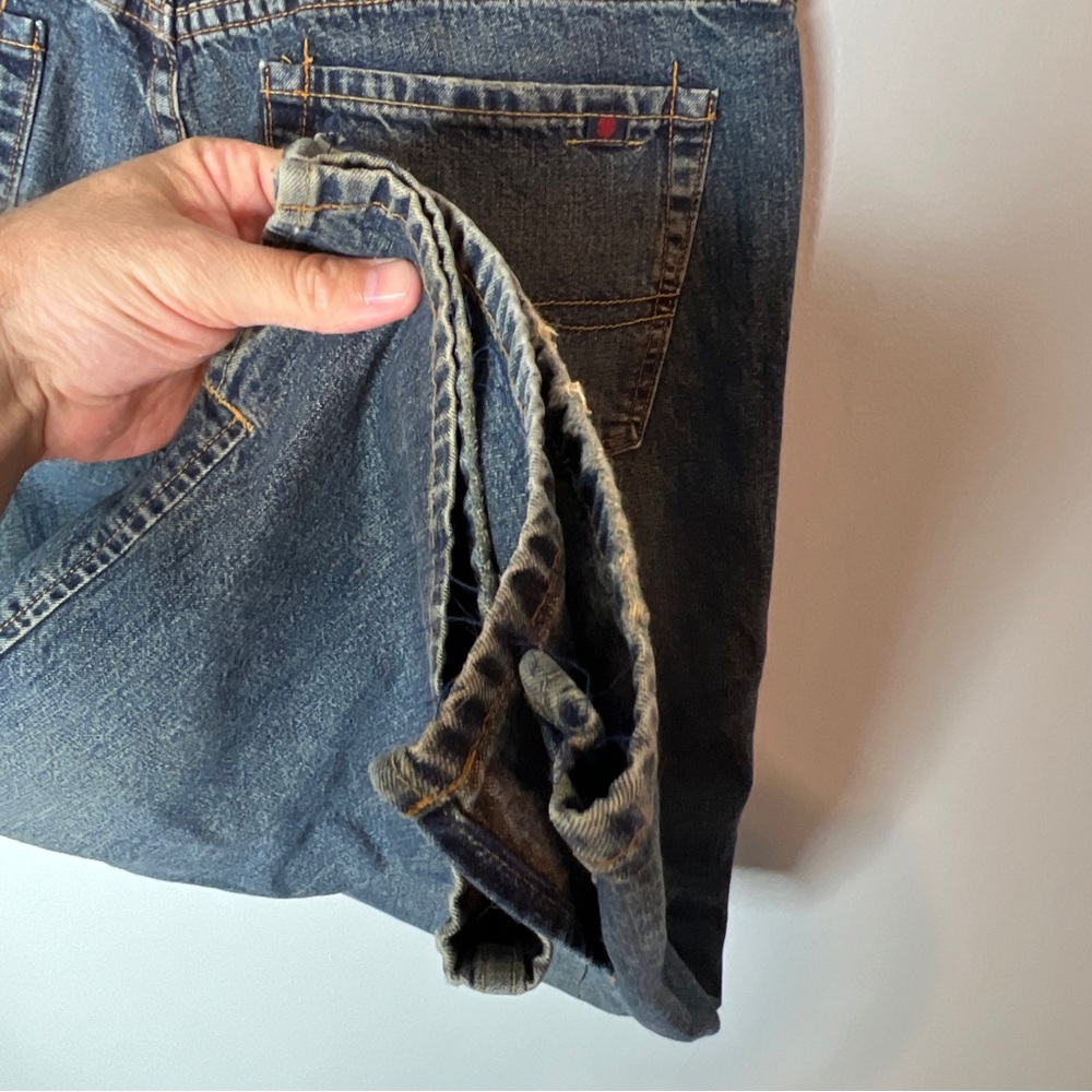 Lucky Brand Womens Dungarees Crossover Crop Denim Jeans Size 12/31 - Picture 8 of 9
